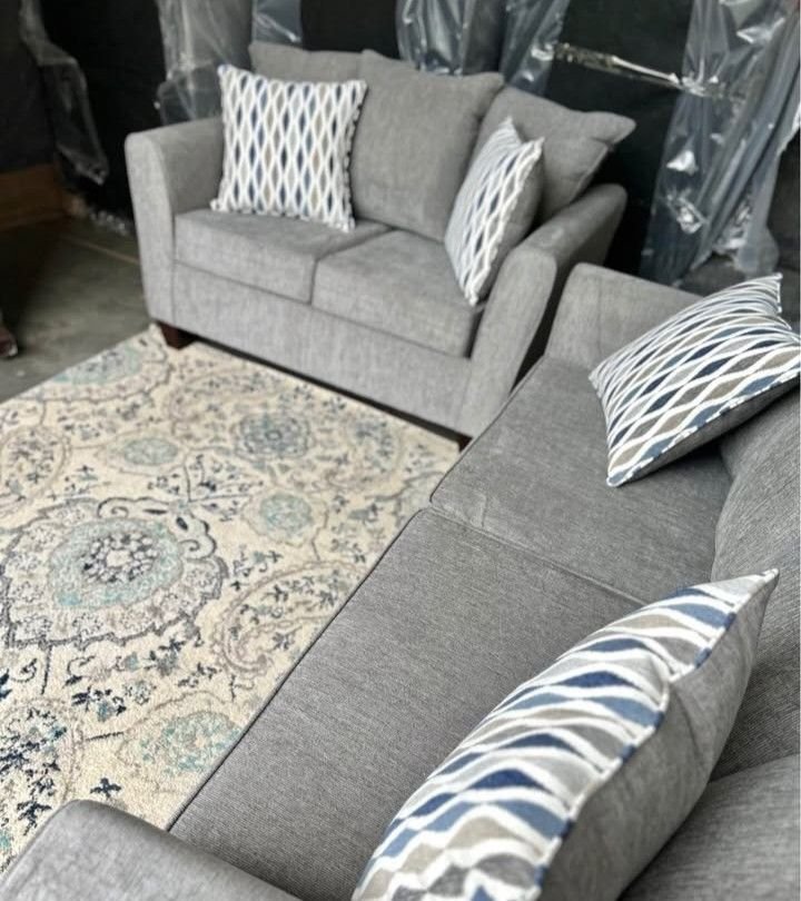 Brand New Montana Gray Sofa & Loveseat Set
