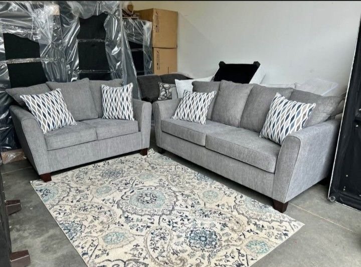 Brand New Montana Gray Sofa & Loveseat Set