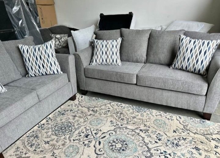 Brand New Montana Gray Sofa & Loveseat Set