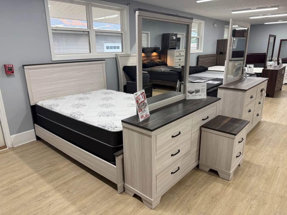 Elegant Gray Bedroom Set – Queen & King Size | Modern 4-Piece Furniture Set